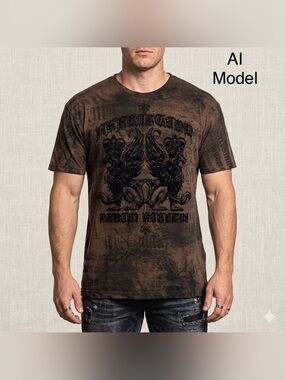 Vintage Affliction 2X-Large Graphic T-Shirt Made in USA Y2K Grunge Velvet #620